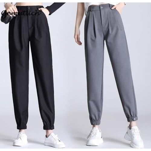 GEMUTLICH Big Size Women Ankle-Length Harem Pants High Waist Casual Loose Spring Summer Trousers 5XL 7XL 9XL Clothing