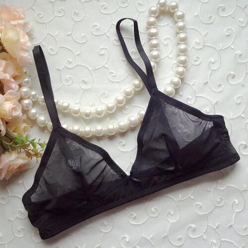 GERRITA Mesh Bralette Bra Triangle Translucent Sexy Women Underwear Transparent Solid Color Crop Top Bustier Unpadded lingerie