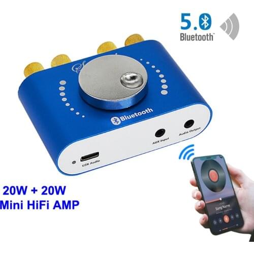 20W+20W Mini Bluetooth 5.0 Speaker Digital Audio Power Amplifier Class D 30W~200W HiFi Stereo USB Music Sound Card App AMP