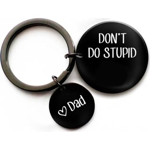 DonS Do Stupid Letters Engraved Keychain Personalized Customized Keyring For Car Keys Decoration For Men Women Gift Key Chain