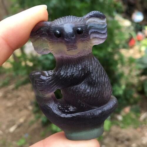 Fluorite Koala gemstones natural quartz mineral crystals craft cristal healing stones reiki healing modern home decor