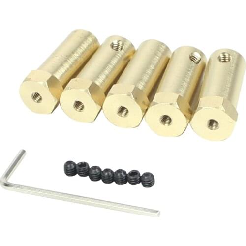 JMT 5pcs Hex Coupling/Coupler /Hexagon Connector Copper 30mm Length 8mm 7mm 6mm 5mm 4mm 3mm Wheel Motor Part for Smart Car Robot