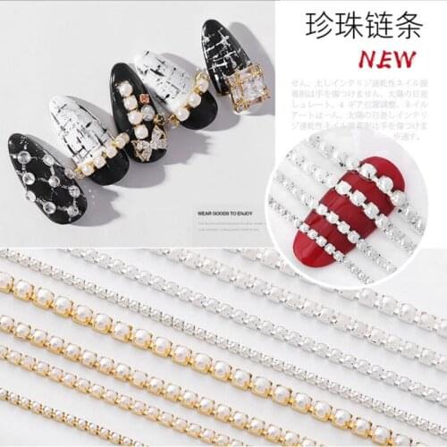 25cm Nail Art Metal Pearl Chain Nail Line Glitter Striping Ball Manicure Decor