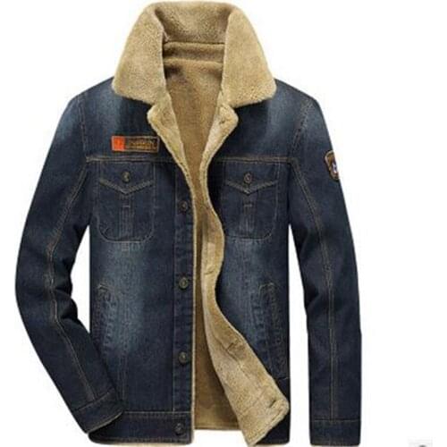 Men Jacket and Coat Trendy Warm Fleece Thick Denim Jacket 2020 Winter Fashion Mens Jean Jacket Outwear Male Cowboy Plus Size 5XL