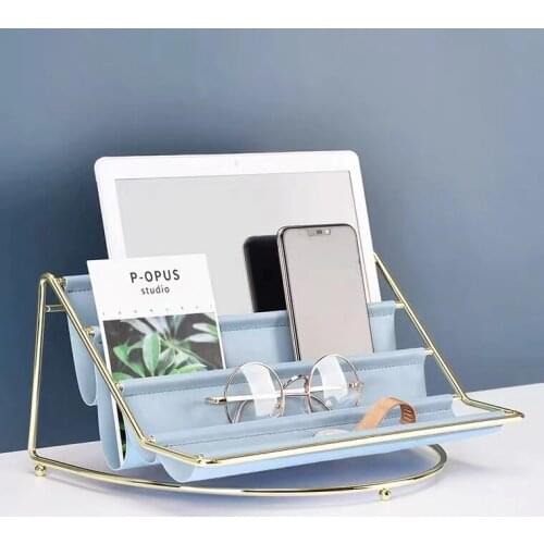 Nordic Style Storage Holder PU Leather Desktop Organizer Multi Layers Dressing Table Cosmetic Sundries Finishing Stand