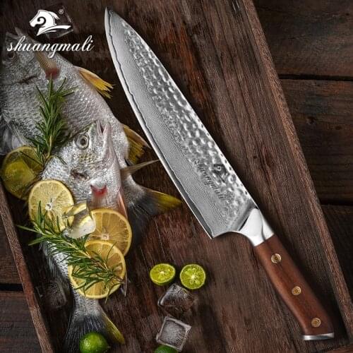 8 Inch Chef Knive Forge Damascus Steel Utility Kitchen Knife Slicing Cleaver Knifes Home Cooking Tool With Ironwood Handle