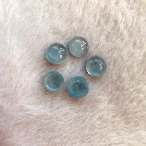 Wholesale AAA Quality Blue Aquamarin e Bead Cabochon 10mm Round Gem Cabochons For Jewelry making, 2pcs/pack