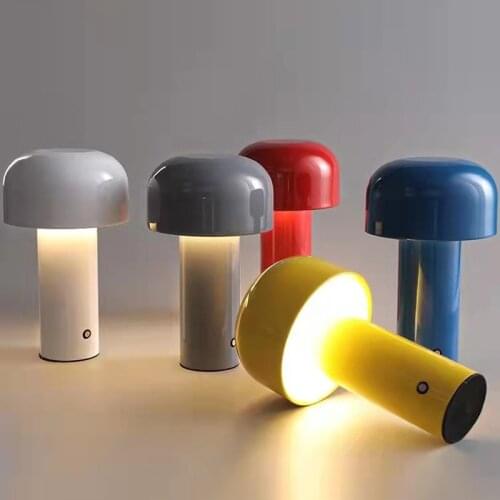Italian Mushroom Lamp Portable Wireless Charging Touch Table Lamp Simple Desktop Decoration Bedroom Night Light USB Charging