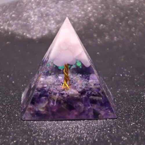 Handmade Tree of Life Orgone Pyramid 50mm Amethyst Energy Healing Chakra Reiki Meditaiton Tool