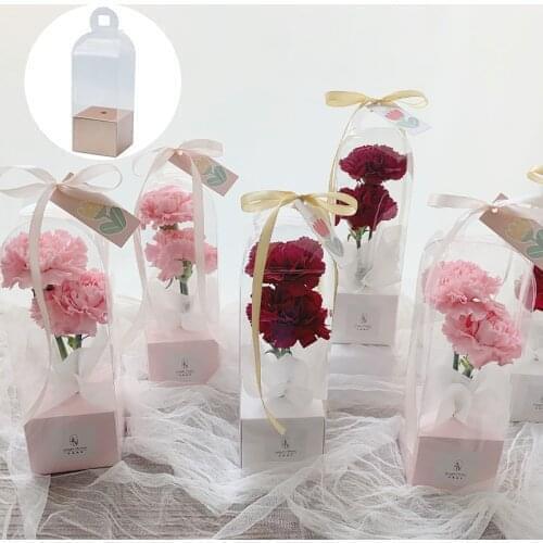 Creative Flower Box Transparent Rose Flower Bag Boxes Plastic Cake Packaging Box Organizer Cake Boxes DIY Wedding Gift Box