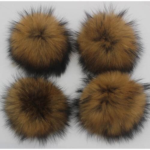 5 pcs/lot 12 13 14 15 cm DIY Natural Color Real Raccoon Fur Pompoms For Bags Knitted Beanie Cap Hats Genuine fur Pompon pom