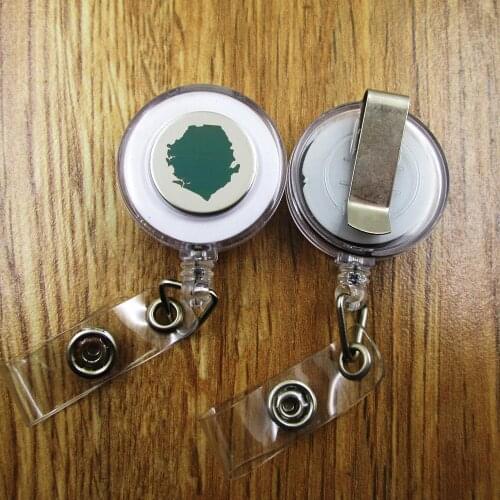 Sierra Leone ID Badge Reel gift for him/her friend family retractable recoil id badge holder work fun