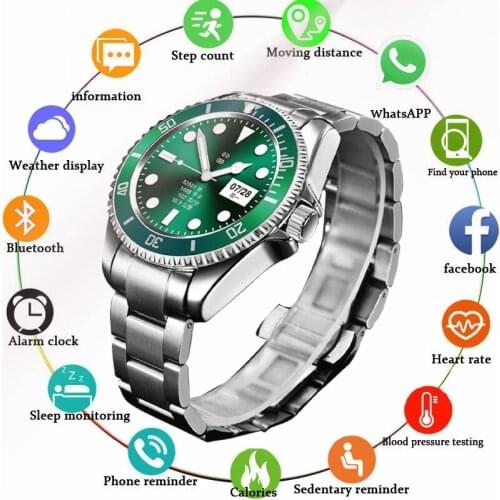 GEJIAN Steel Belt Smart Watch Men Smartwatch Full Touch Screen Bluetooth Call Music Player For Android iOS Fitness Watch mens