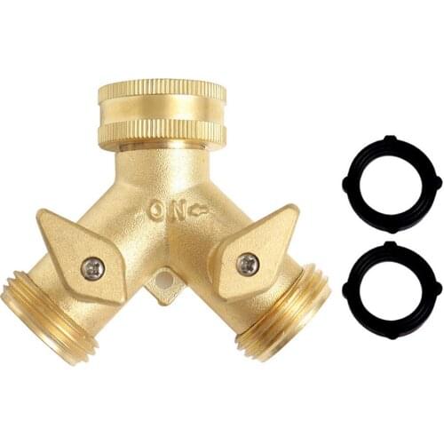 Garden Water Connectors 3/4" Tap Splitter Brass Manifold Double-Way Washing Machine Hose Connector Y-Type Water Separator