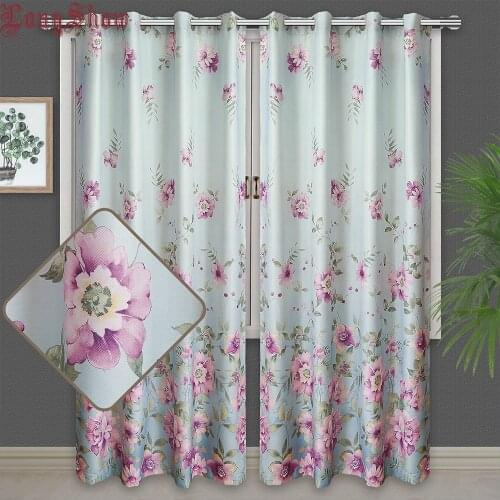 Modern Peony Design Super Thick Black-Out Grommet Curtain for Living Room Bedroom Luxury Europe Style Thermal Night Curtain
