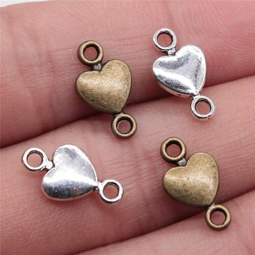 WYSIWYG 30pcs 15x7mm Heart Connector Handmade Charms For Jewelry Making For Necklace Earring Making
