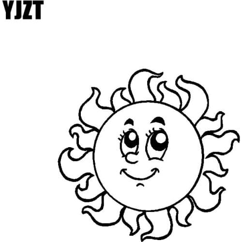 YJZT 14.5CM*13.9CM Interesting Caricature Sun Artistic Delicate Nice Vinyl Decal Car Sticker Black/Silver C19-1563