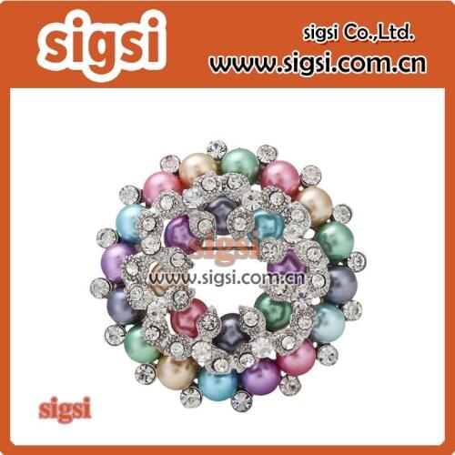 Women Rhinestone Pearl Corsage pin multi pearl Brooch Pin Bridal Wedding Breastpin Jewelry Gifts