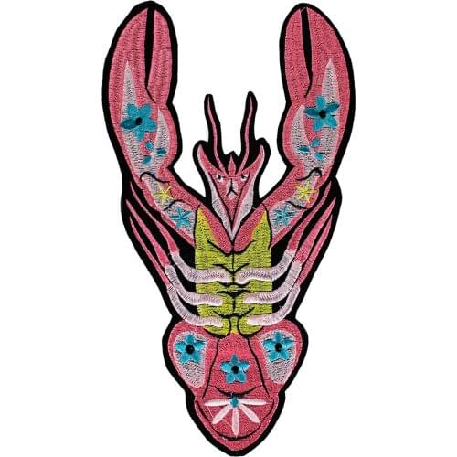 10pieces Embroidery Lobster Patch Iron on Sticker Motif Applique Back Badges for Jacket Bag DIY Sewing Accessories TH1275