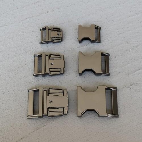 100 Pcs 15/20/25mm Gun Black Metal Side Release Curved Belt Buckle for Bag DIY Paracord Buckles Bracelet Trinket Bracelet