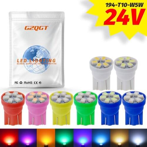 100x DC 24v W5W T10 1206 Led 9 SMD LED Bulbs Indicator Light Side Marker Door Reading Corner Light Parking Light White Red Blue