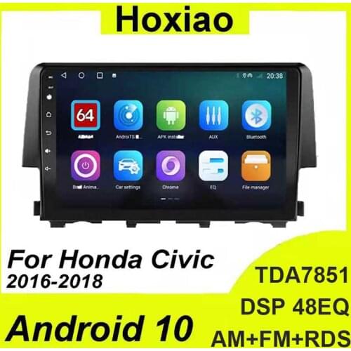 2din Android 10 8.1 For Honda CIVIC 2016 2017 2018 Car DVD Player Car Radio GPS Navigation RDS DSP IPS Multimedia Player