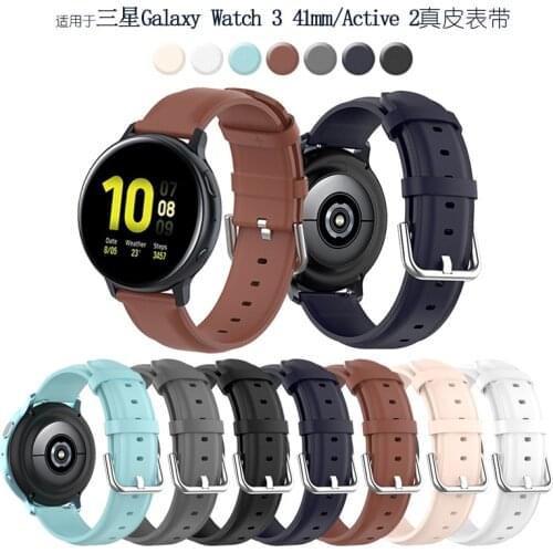 20mm for Samsung Galaxy Watch 3 41mm Smart Wrist Strap Genuine Leather Replacement band