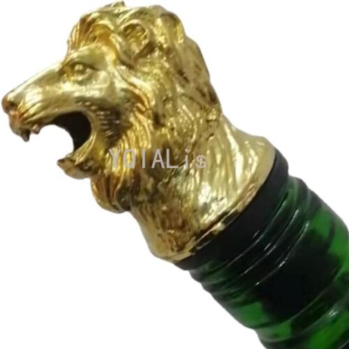 4 Colors Gold Tone Creative Lion Head Wine Mouth Art Pourer Stopper Preservation Plug Bar Household Wine Tools Silver Rose Pours