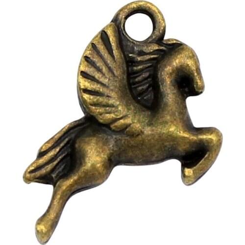 40pcs-Pegasus Charms Antique Bronze Flying Horse Charms Pendant 2 Sided 16x15mm