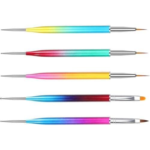 5Pcs/Sets Different Sizes Nail Brushes Pen 2 In 1 Double Ends for Drawing Details Lines Nail Brushes Nail Art Dotting Tools