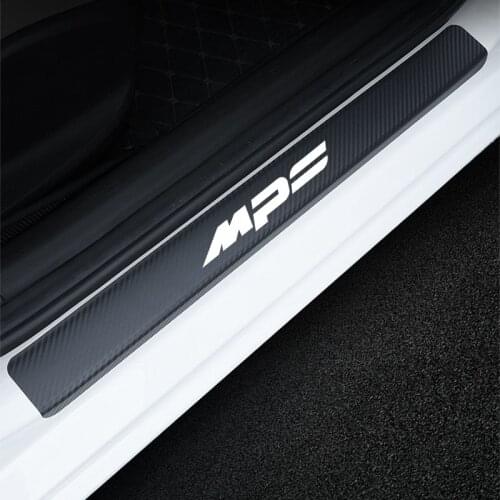 For Mazda MPS Car Stickers Carbon Fiber Door Sill Scuff Welcome Pedal Protector Car Threshold Sticker Auto Accessories 4Pcs