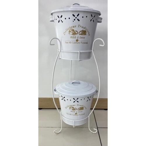 2 layer Wrought Iron White Potato Soğanlık