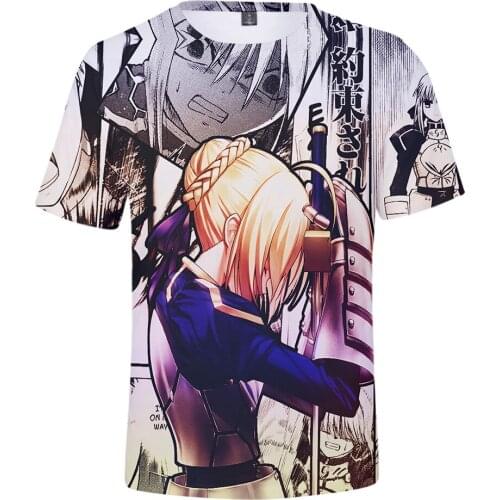 Hot Anime Fate Stay Night T-shirts Men/Women Summer Fashion Harajuku T-shirt 3D Print Fate Stay Night Boys/Girls T shirt Tees
