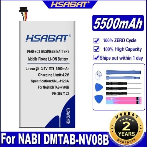HSABAT DMTAB-NV08B 5500mAh Battery for NABI DMTAB-NV08B Dreamtab 8" PR-3667153 Tablet Batteries