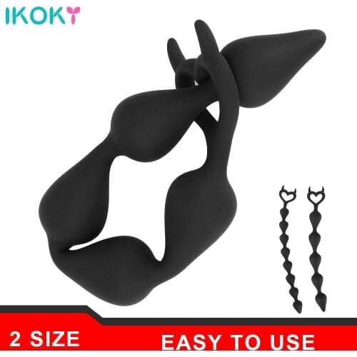 IKOKY Anus Masturbator Long Butt Plug for Beginner Erotic Prostate Massager Sex Shop Anal Beads Ball Sex Toy For Women Men
