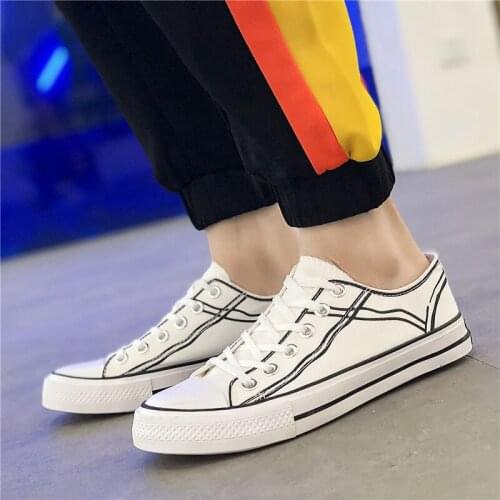 Men Casual Vulcanize Shoes Flat Fashion Lace Up Autumn Spring Canvas Sneakers Male Non-Slip Solid Breathable Comfortable