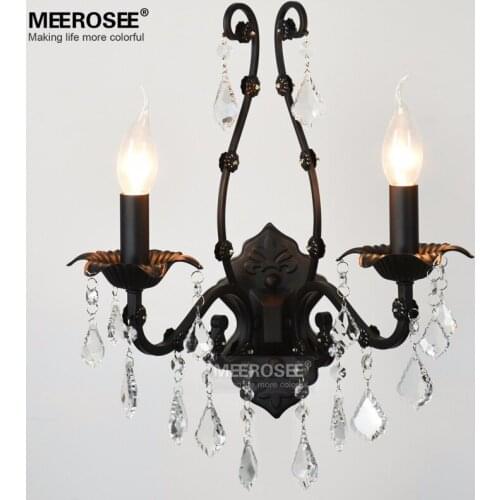 Classic Crystal Wall Sconces Light Fixture Clear Black Crystal Wall Bracket Bra Light Small Cristal Lustre Lighting for Home
