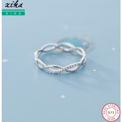 Genuine 925 Sterling Silver Rings for Women Girls Cubic Zirconia Thin Knuckle Pinky Infinity Ring Size 6 7 8