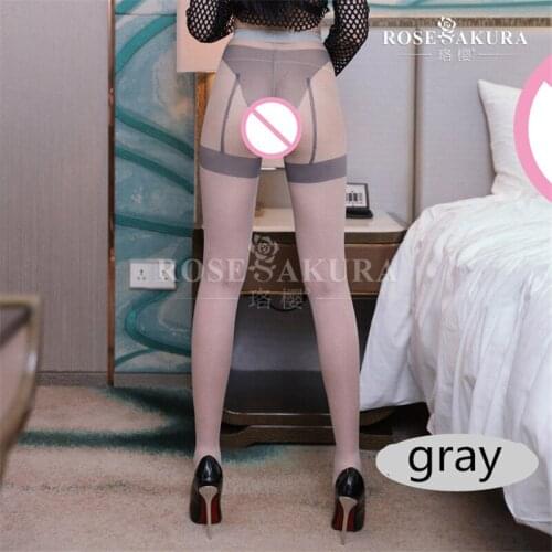 5pcs10D Patchwork Color Open-crotch Suspenders Pantyhose High Waist Tights Women Crotchless Strumpfhose Sexy Stockings Lingerie