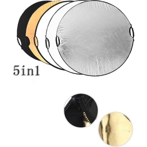 43-inch / 110cm 5-in-1 Collapsible Multi-Disc Light Portable Reflector with Bag - Translucent, Silver, Gold, White and Black