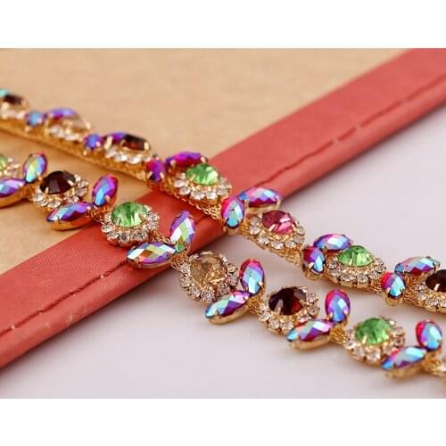 Beautiful Colorful Crystal Sewing Rhinestone Trims For DIY Craft Accessories Crystal Diamond Trim