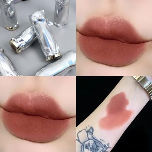 Cute Cat Shape Matte Lipstick Wine Red Lip Gloss Moisturizing Labiales Maquillaje
