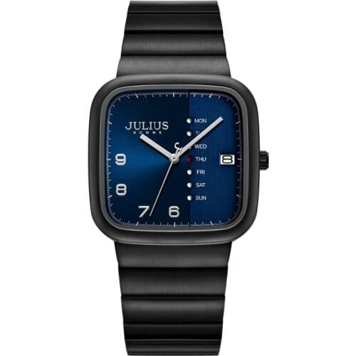 Multi-function Julius New Mens Watch Japan Mov't Elegant Fashion Hours Clock Stainless Steel Boy Birthday Father Gift Box