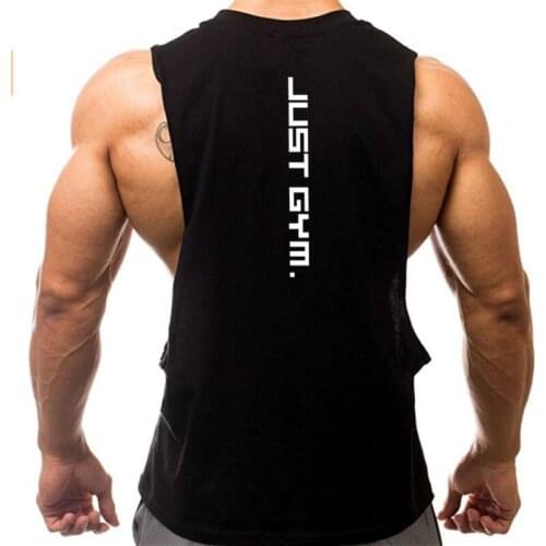Brand Just Gym Clothing Fitness Mens Sides Cut Off T-shirts Bodybuilding Dropped Armholes Tank Tops Workout Sleeveless Vest