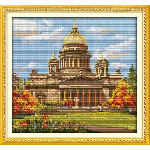 Everlasting Love Castle (6) Chinese Cross Stitch Kits Ecological Cotton 11 CT Stamped Printed DIY Christmas Decorations For Home