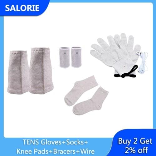 Conductive Fiber Electrode Kneepads, Gloves,Bracer, Stocking,Cables for TENS Unit Massage Therapy Machine Health Care Relaxation
