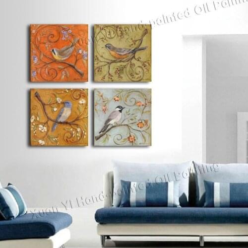 4 Panel Printed Modern Birds Painting Canvas Wall Art Cuadros Decoracion Home Decor Wall Pictures For Living Room Unframed PR210