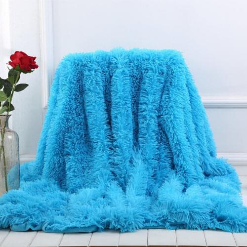 New Winter Bed Sofa Throw Blanket Bedding Sheet Bedspread Bright Color Super Soft Long Shaggy Warm Christmas Gift