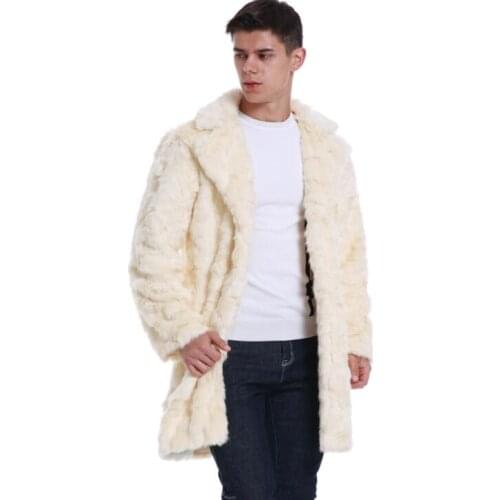 Autumn Pattern faux mink leather jacket mens winter thicken warm long fur leather coat men slim jackets jaqueta de couro B23