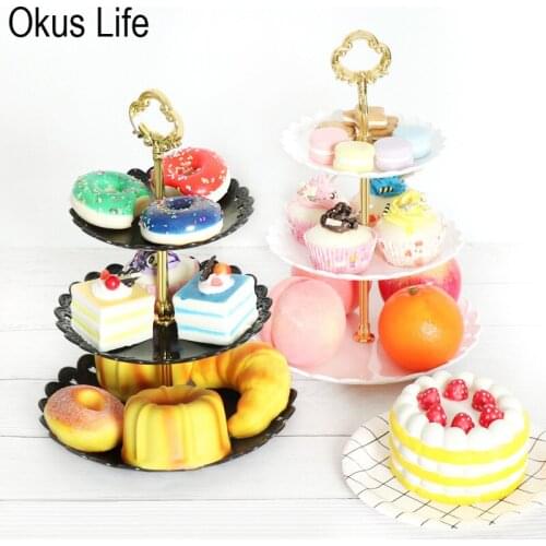 2pcs/set Cake Stand 3 Layers Wedding Cake Plate Stand Dessert Fruits Vegetable Placed Tool Wedding Birthday Party Cupcake Stand